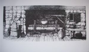 Fireplace Pen & Ink Print